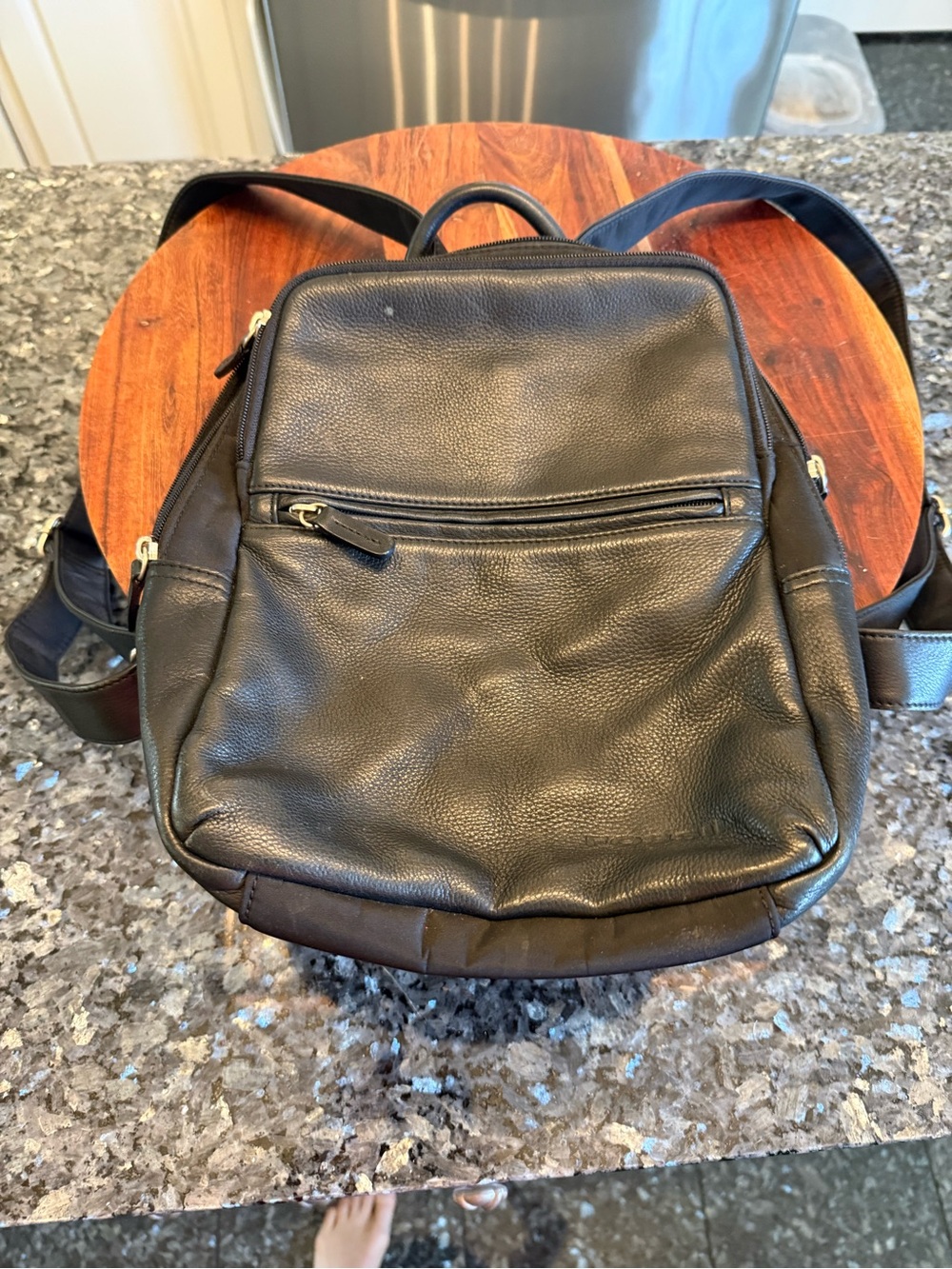 Vintage Mini Fossil Backpack Black Y2K Leather